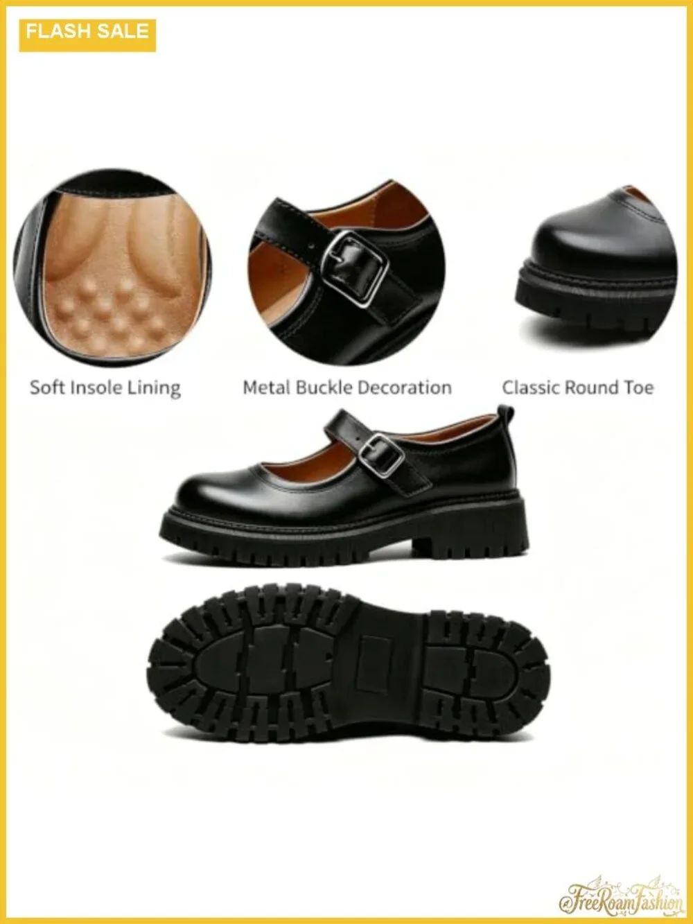 Platform Mary Jane Shoes Women Classic Buckle Strap Oxford Chunky